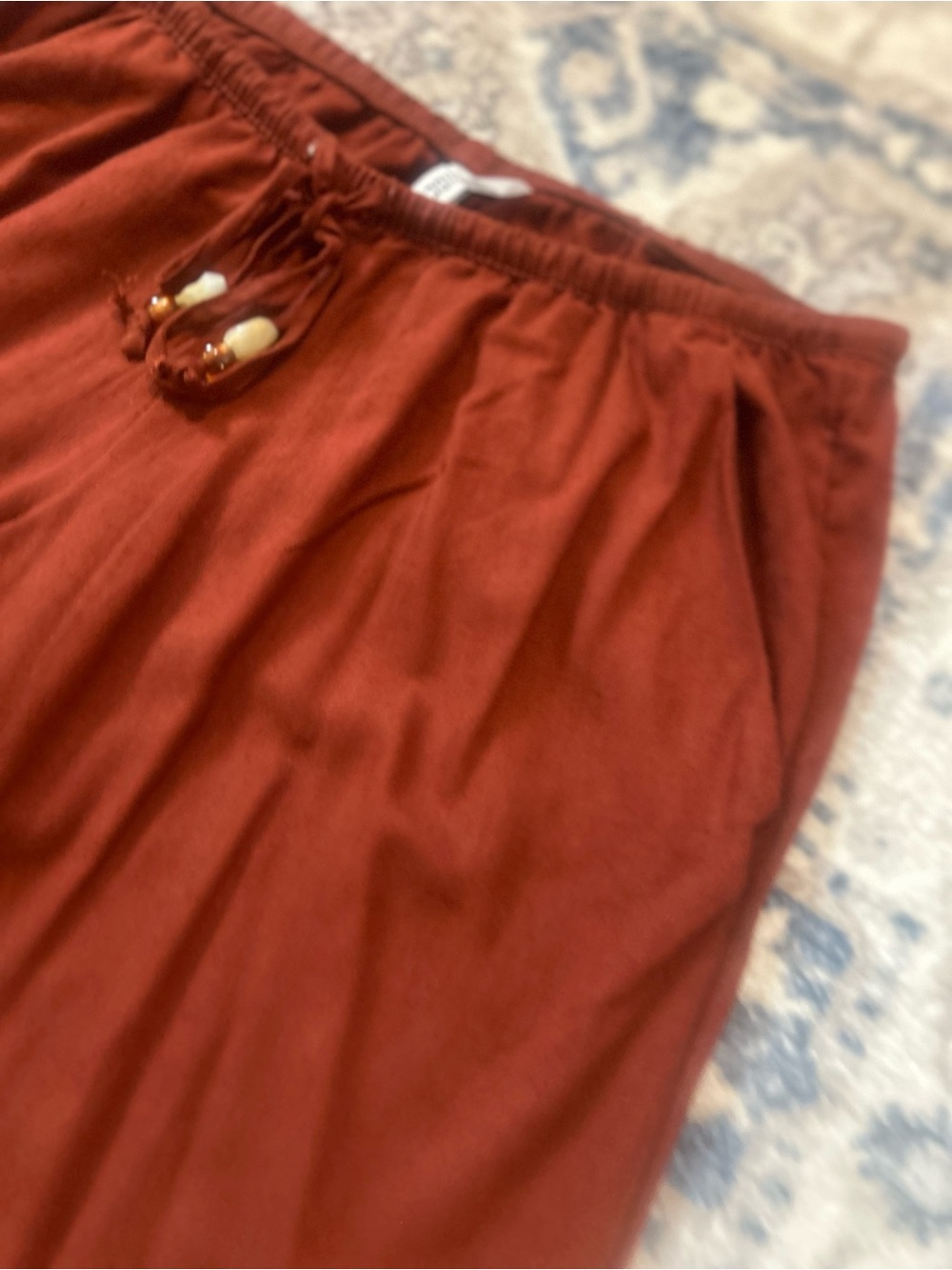 Divided Relaxed Drawstring Pants - Rust - Picture 3 of 8